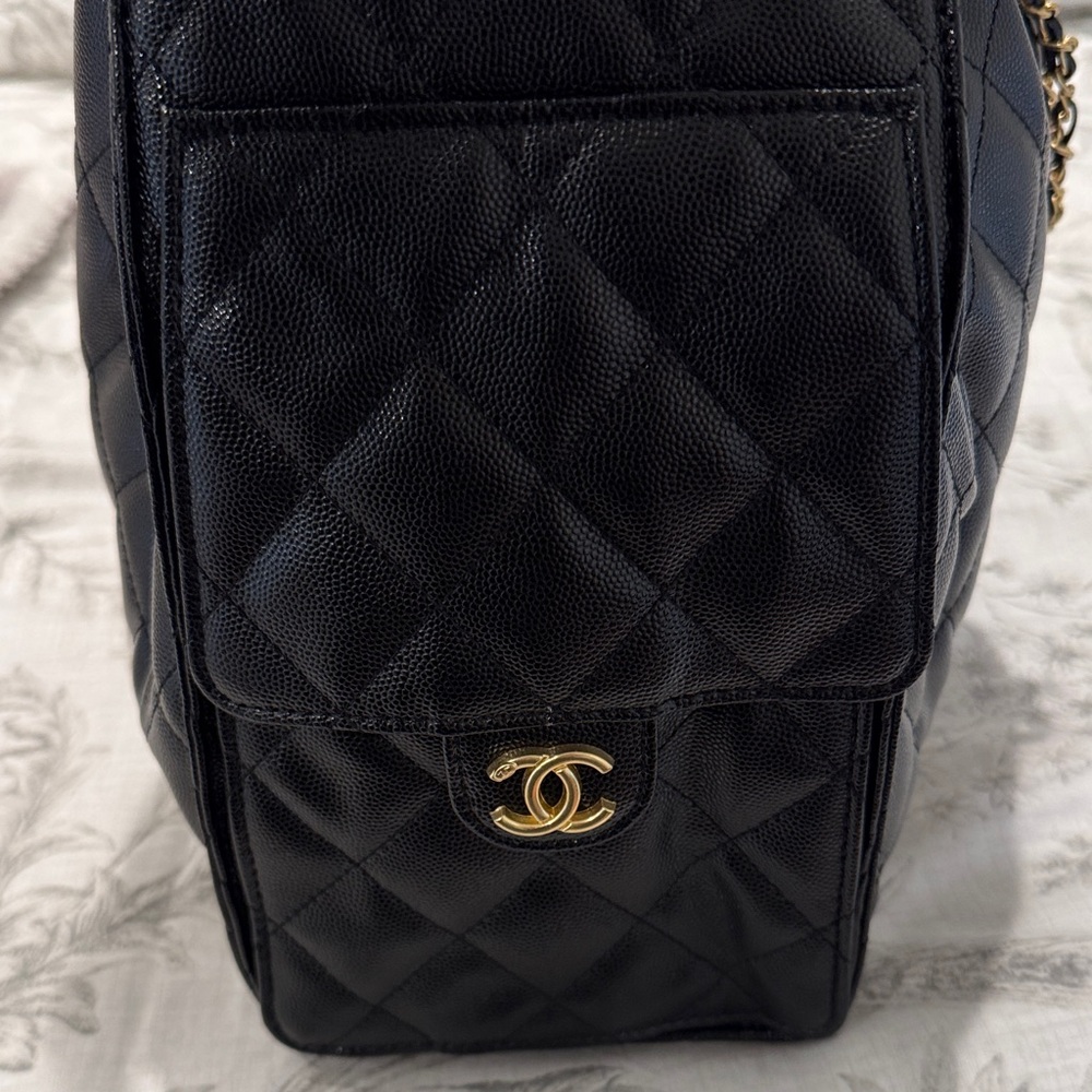 Chanel style 25 black with Gold Chain - Picture 3 of 5